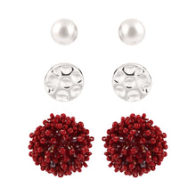 Load image into Gallery viewer, SET OF 3 STUDS BURGUNDY