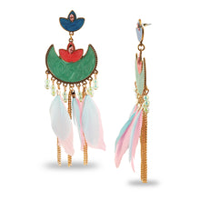 Load image into Gallery viewer, MULTICOLORED TURKISH ENAMELLED EARRINGS WITH FEATHERS