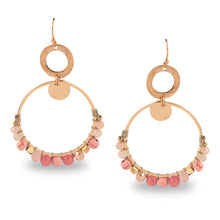 Load image into Gallery viewer, GOLD RING SHAPED EARRINGS EMBELLISHED WITH PINK BEADS