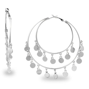 SILVER LAYERED HOOPS WITH DANGLERS