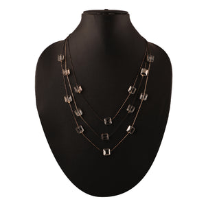 MULTILAYERED NECKLACE WITH SQUARE RAINBOW SHINE CRYSTAL BEADS
