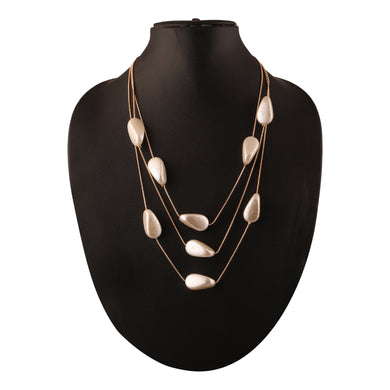 MULTILAYERED NECKLACE WITH DROP SHAPED BEADS