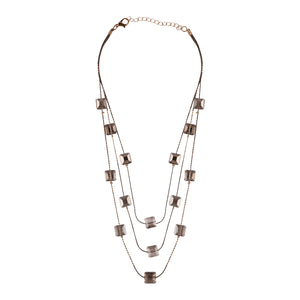 MULTILAYERED NECKLACE WITH SQUARE RAINBOW SHINE CRYSTAL BEADS