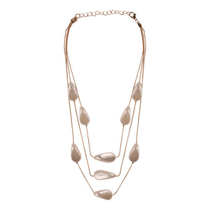 MULTILAYERED NECKLACE WITH DROP SHAPED BEADS