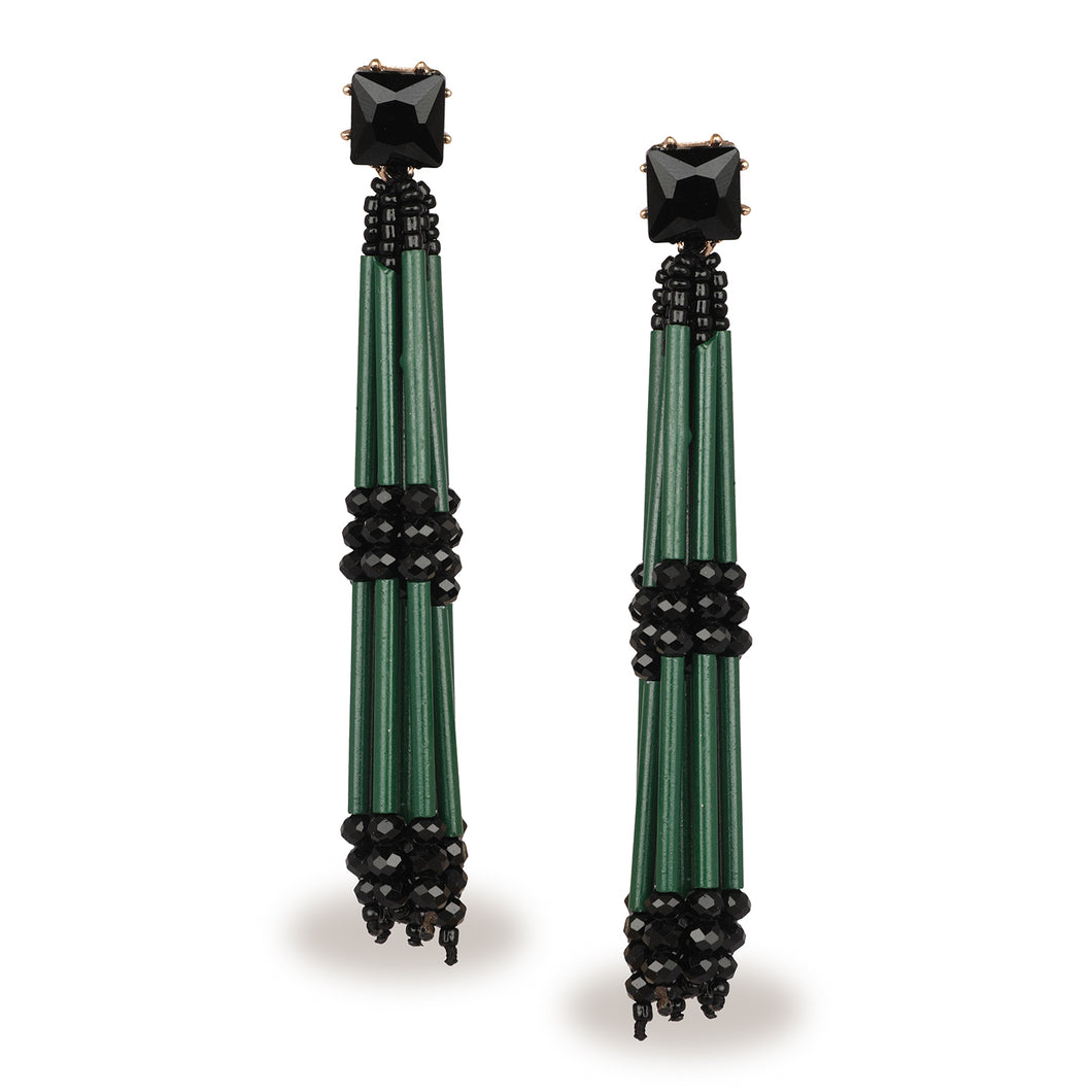 EXCLUSIVE GREEN TASSEL EARRINGS CELEBRITY STYLE