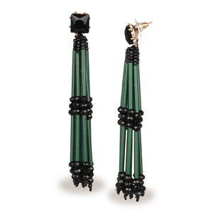 EXCLUSIVE GREEN TASSEL EARRINGS CELEBRITY STYLE