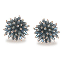 Load image into Gallery viewer, FLORAL SMOKY BLUE SPARKLING STUD EARRINGS SET OF 3 PAIR