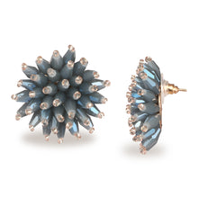 Load image into Gallery viewer, FLORAL SMOKY BLUE SPARKLING STUD EARRINGS SET OF 3 PAIR
