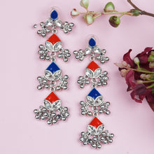 Load image into Gallery viewer, Silver Long Earing | Multi Color | Minakari | 4 Layered | Danglers
