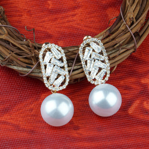 Silver Long Earing| CZ Stones | Chandelier