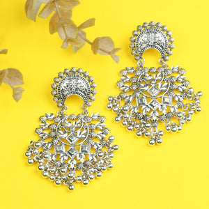 Silver long Earings | Ethnic | Minakari | Ghungroo