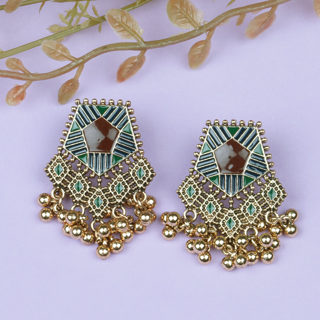 Gold Earings | Multi - Color | Oxidized | Minakari | Design | Ghungroo