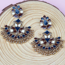 Load image into Gallery viewer, Traditional Gold Plated | Chand Ballies | Navy| Red | White | Minakari | Hanging