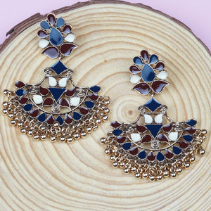 Traditional Gold Plated | Chand Ballies | Navy| Red | White | Minakari | Hanging
