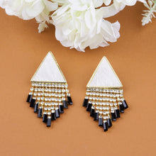 Load image into Gallery viewer, Golden Long Earings | CZ Stones | Danglers | White