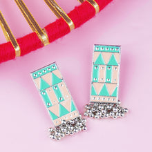 Load image into Gallery viewer, Silver Earings | Pastels | Ghungroo | Minakari | Peach