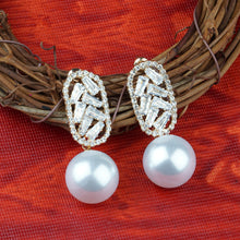 Load image into Gallery viewer, Gold Earings | CZ Stones | Pearl | Danglers