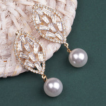 Load image into Gallery viewer, Golden Long Earing | CZ Stones | Pearl | Danglers
