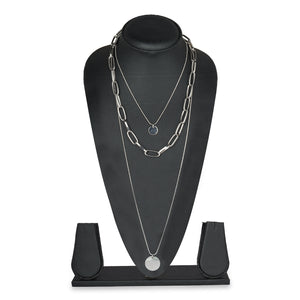 3 LAYER SILVER CHARM NECKLACE