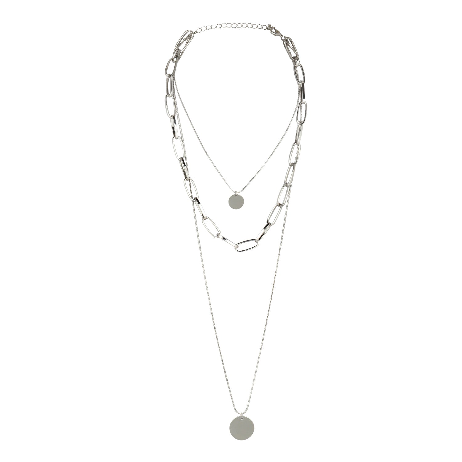 Silver Boho Feather Layered Necklace | SilkFred