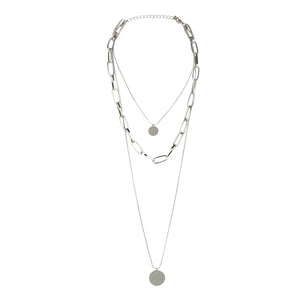 3 LAYER SILVER CHARM NECKLACE