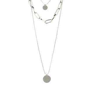 3 LAYER SILVER CHARM NECKLACE