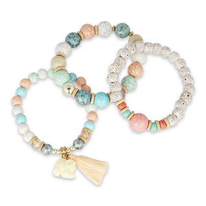 3 LAYERED MULTICOLORED BEADED BRACELET