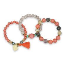 Load image into Gallery viewer, PINK AND MULTICOLORED 3 LAYERED BEADED BRACELET