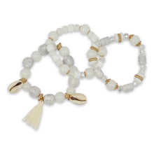Load image into Gallery viewer, 3 LAYERED WHITE BRACELET WITH TASSEL