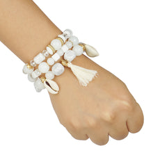 Load image into Gallery viewer, 3 LAYERED WHITE BRACELET WITH TASSEL