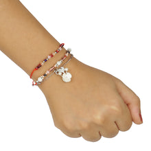 Load image into Gallery viewer, RED 3 LAYERED BRACELET WITH FLOWER CHARM
