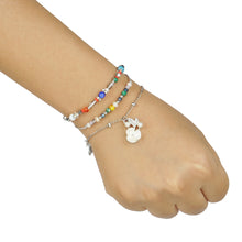 Load image into Gallery viewer, 3 LAYERED MULTICOLORED BEADED BRACELET WITH FLOWER CHARM