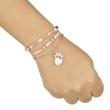 Load image into Gallery viewer, 3 LAYERED WHITE BEADED BRACELET WITH FLOWER CHARM