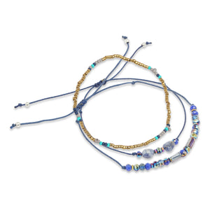 3 LAYERS BLUE BEAD BRACELET