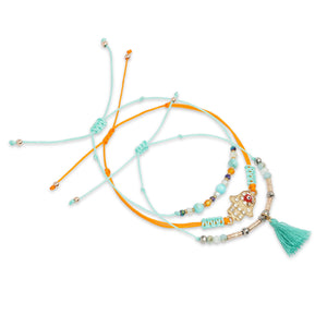 3 LAYERED MULTICOLORED BEADED BRACELET
