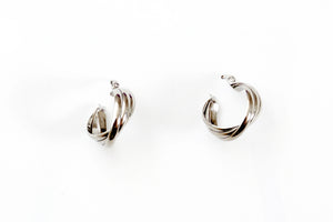 Small Twists Silver Hoops