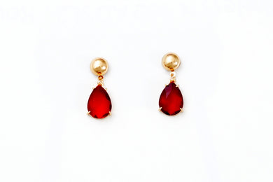 Bold Red Stone Drop Earrings