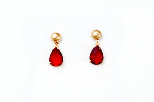 Bold Red Stone Drop Earrings