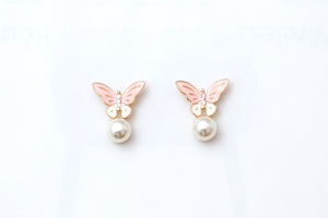 Butterfly on a Pearl Earrings