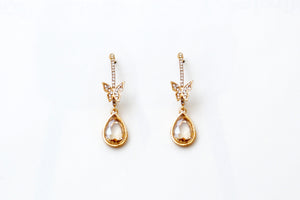 Diamond Butterfly Drop Earrings