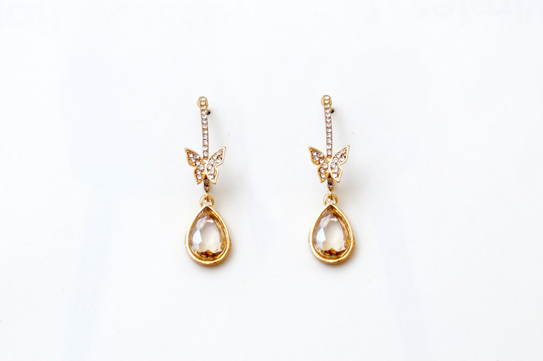Diamond Butterfly Drop Earrings