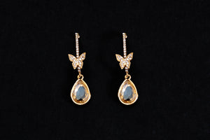 Diamond Butterfly Drop Earrings