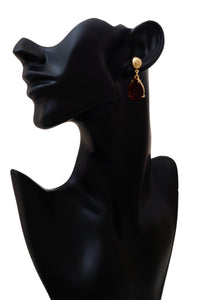 Bold Red Stone Drop Earrings