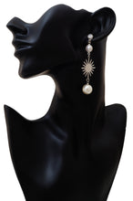 Load image into Gallery viewer, Silver Sunlight with Pearl Drop Earrings