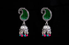 Load image into Gallery viewer, Peacock Green Jhumkas