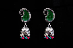 Peacock Green Jhumkas