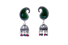 Load image into Gallery viewer, Peacock Green Jhumkas