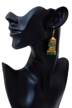 Load image into Gallery viewer, Green stone Tubular Jhumkas