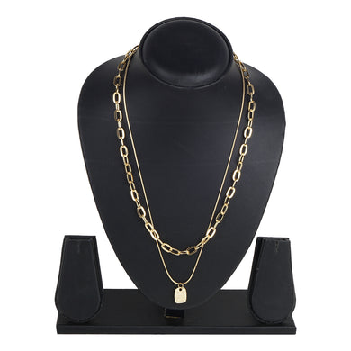 STYLISH 2 LAYERED GOLDEN CHAIN NECKLACE WITH CHARM PENDANT