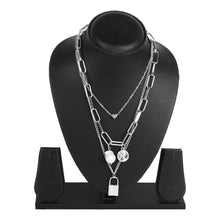 Load image into Gallery viewer, 3 LAYERED SILVER NEKCLACE WITH CHARMS